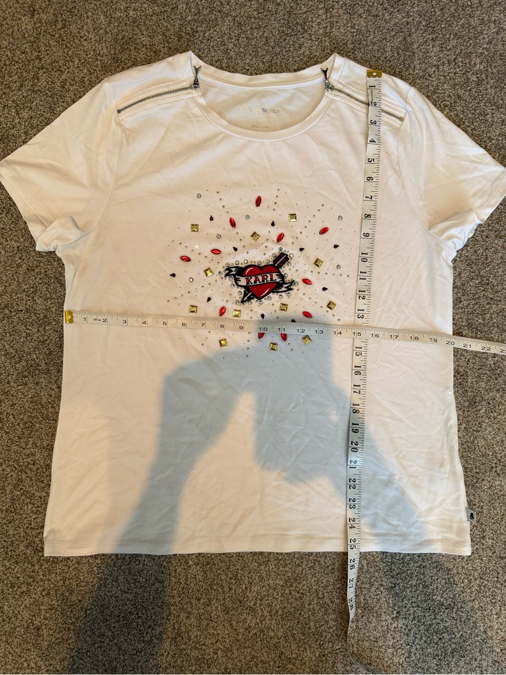 Karl Lagerfeld White Embellished Top Women Size Large - Picture 5 of 8